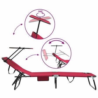 Opvouwbare zonnebed Rood 190 x 57 x 81 cm oxford 8