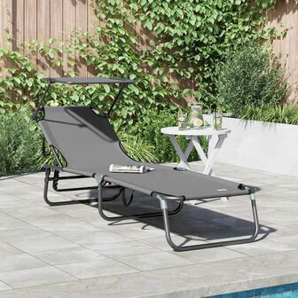 Opvouwbare zonnebed Grijs 190 x 57 x 81 cm oxford 1