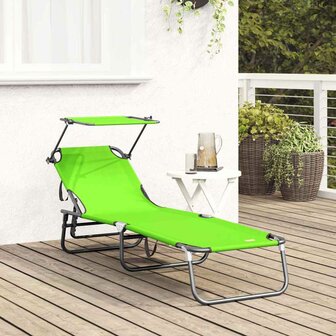 Opvouwbare zonnebed Groen 190 x 57 x 81 cm oxford 3