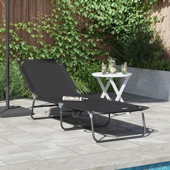 Opvouwbare zonnebed Zwart 188 x 57 x 86,5 cm Polyester 1