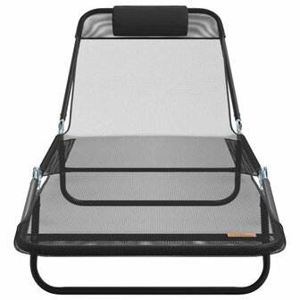 Opvouwbare zonnebed Zwart 182 x 55 x 85,5 cm Textileen 4