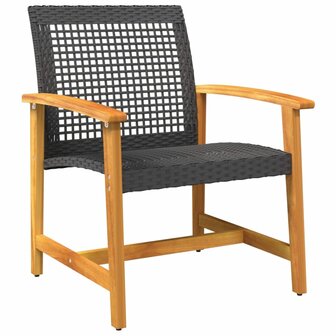 3-delige Bistroset poly rattan en acaciahout zwart 4