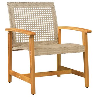 3-delige Bistroset poly rattan en acaciahout beige 4