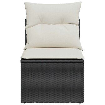 Tuinbank zonder armleuning met kussens poly rattan zwart 4