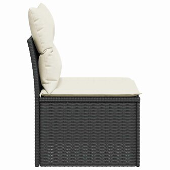 Tuinbank zonder armleuning met kussens poly rattan zwart 5