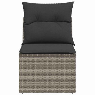 Tuinbank zonder armleuning met kussens poly rattan grijs 4