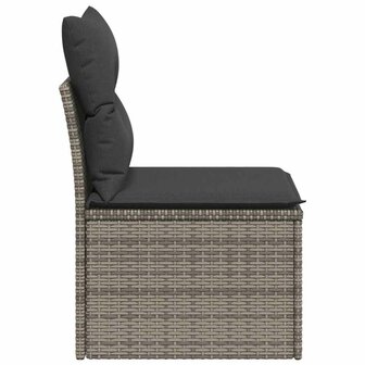 Tuinbank zonder armleuning met kussens poly rattan grijs 5