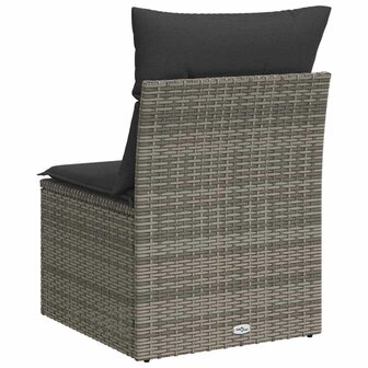 Tuinbank zonder armleuning met kussens poly rattan grijs 6