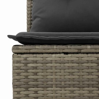 Tuinbank zonder armleuning met kussens poly rattan grijs 7