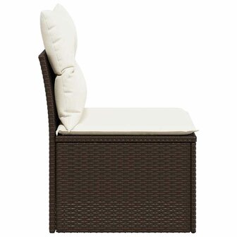 Tuinbank zonder armleuning met kussens poly rattan bruin 5