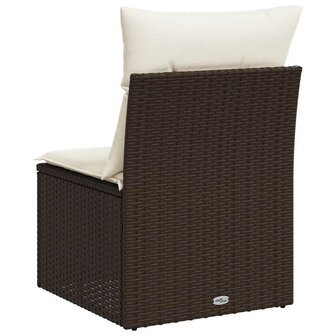 Tuinbank zonder armleuning met kussens poly rattan bruin 6
