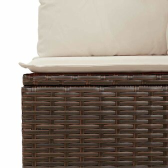 Tuinbank zonder armleuning met kussens poly rattan bruin 7