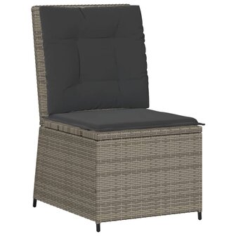 Tuinbank verstelbaar met kussens poly rattan grijs 2