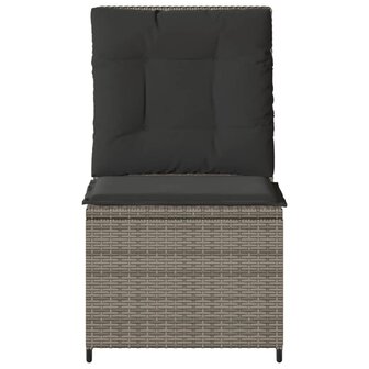 Tuinbank verstelbaar met kussens poly rattan grijs 4