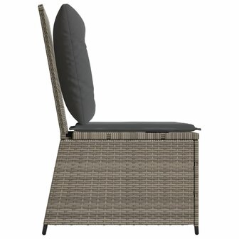 Tuinbank verstelbaar met kussens poly rattan grijs 5