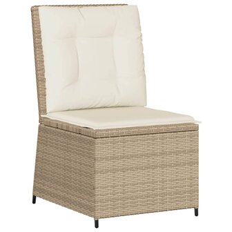 Tuinbank verstelbaar met kussens poly rattan beige 2