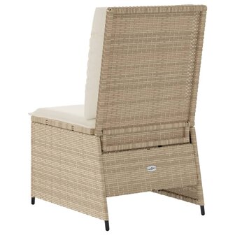 Tuinbank verstelbaar met kussens poly rattan beige 6
