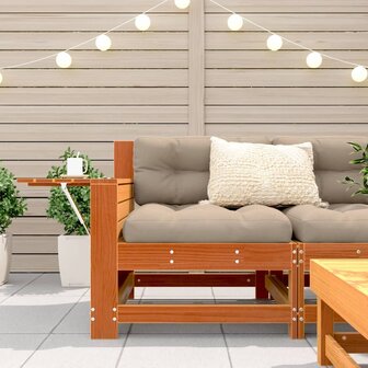 Tuinbank met armleuning en klaptafel grenenhout wasbruin 3