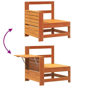 Tuinbank met armleuning en klaptafel grenenhout wasbruin 7
