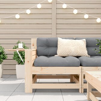 Tuinbank met armleuning en kussen massief grenenhout 3