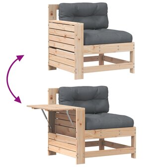 Tuinbank met armleuning en kussen massief grenenhout 7