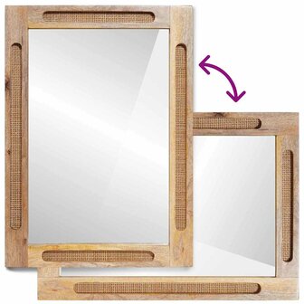 Badkamer Spiegel Bruin 50 x 2,5 x 70 cm Massief Mango Hout 8