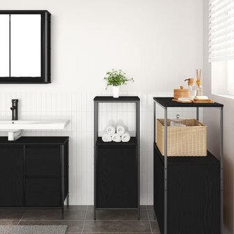 Badkamermeubel met planken 36x35x95 cm zwart eikenkleurig 3