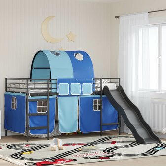Halfhoogslaper voor Kids Zwart en Blauw 90 x 200 cm Metaal 1