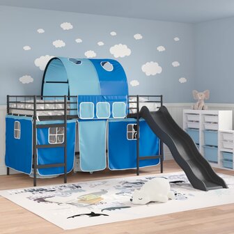 Halfhoogslaper voor Kids Zwart en Blauw 99,5 x 200 cm Metaal 3