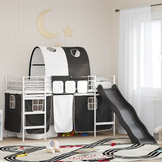 Halfhoogslaper voor Kids Wit en zwart 90 x 190 cm Metaal 1