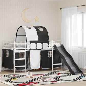 Halfhoogslaper voor Kids Wit en zwart 90 x 200 cm Metaal 1