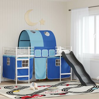 Halfhoogslaper voor Kids Wit en Blauw 99,5 x 200 cm Metaal 1