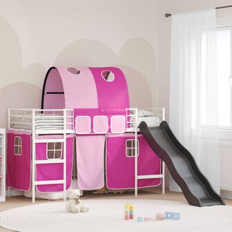 Halfhoogslaper voor Kids Wit en Roze 74,5 x 190 cm Metaal 1