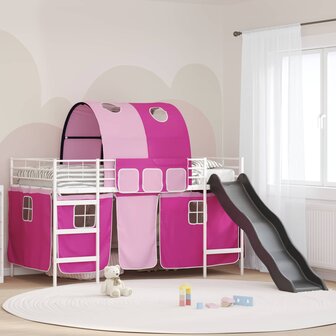 Halfhoogslaper voor Kids Wit en Roze 90 x 200 cm Metaal 1