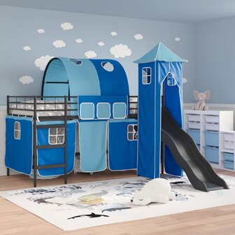 Halfhoogslaper voor Kids Zwart en Blauw 79,5 x 200 cm Metaal 3