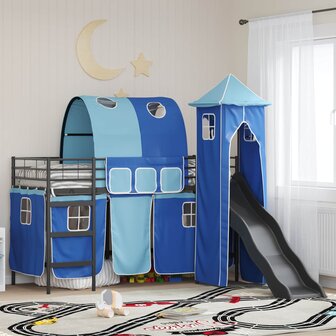 Halfhoogslaper voor Kids Zwart en Blauw 99,5 x 190 cm Metaal 1