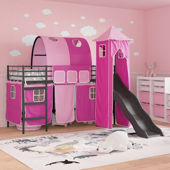 Halfhoogslaper voor Kids Zwart en Roze 74,5 x 190 cm Metaal 3