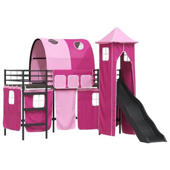 Halfhoogslaper voor Kids Zwart en Roze 74,5 x 190 cm Metaal 4