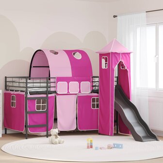 Halfhoogslaper voor Kids Zwart en Roze 79,5 x 200 cm Metaal 1