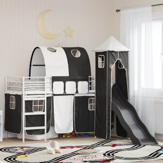 Halfhoogslaper voor Kids Wit en zwart 99,5 x 190 cm Metaal 1
