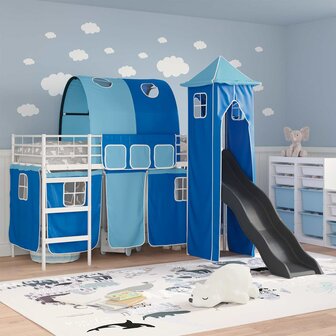 Halfhoogslaper voor Kids Wit en Blauw 74,5 x 190 cm Metaal 3