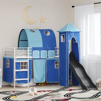 Halfhoogslaper voor Kids Wit en Blauw 90 x 190 cm Metaal 1