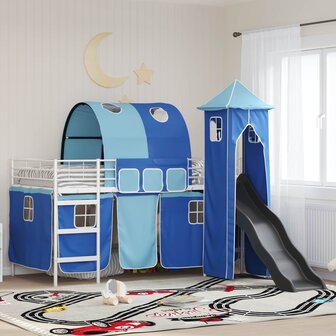 Halfhoogslaper voor Kids Wit en Blauw 90 x 200 cm Metaal 1