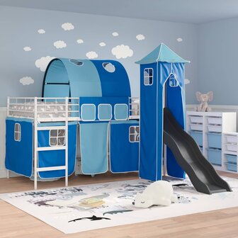 Halfhoogslaper voor Kids Wit en Blauw 90 x 200 cm Metaal 3