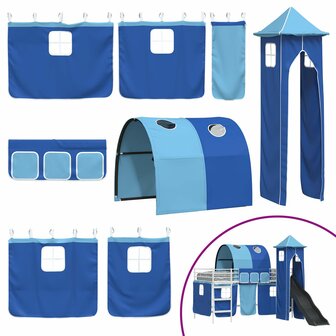 Halfhoogslaper voor Kids Wit en Blauw 90 x 200 cm Metaal 7