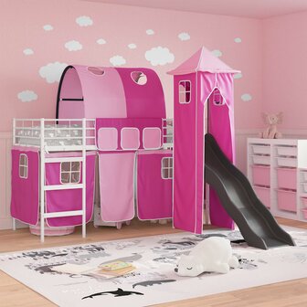 Halfhoogslaper voor Kids Wit en Roze 74,5 x 190 cm Metaal 3