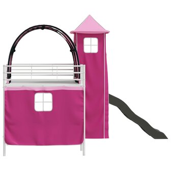 Halfhoogslaper voor Kids Wit en Roze 79,5 x 200 cm Metaal 9