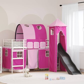 Halfhoogslaper voor Kids Wit en Roze 90 x 190 cm Metaal 1