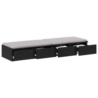 Bedlades met lade Zwart Eiken 120 x 36,5 x 16,5 cm Bewerkt hout 3