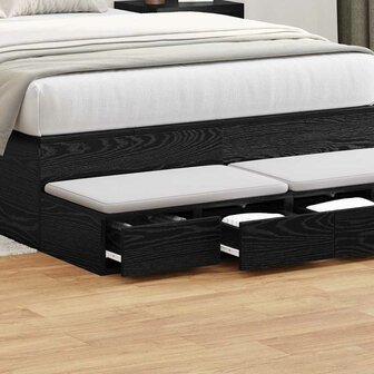 Bedlades met lade Zwart Eiken 120 x 36,5 x 16,5 cm Bewerkt hout 4